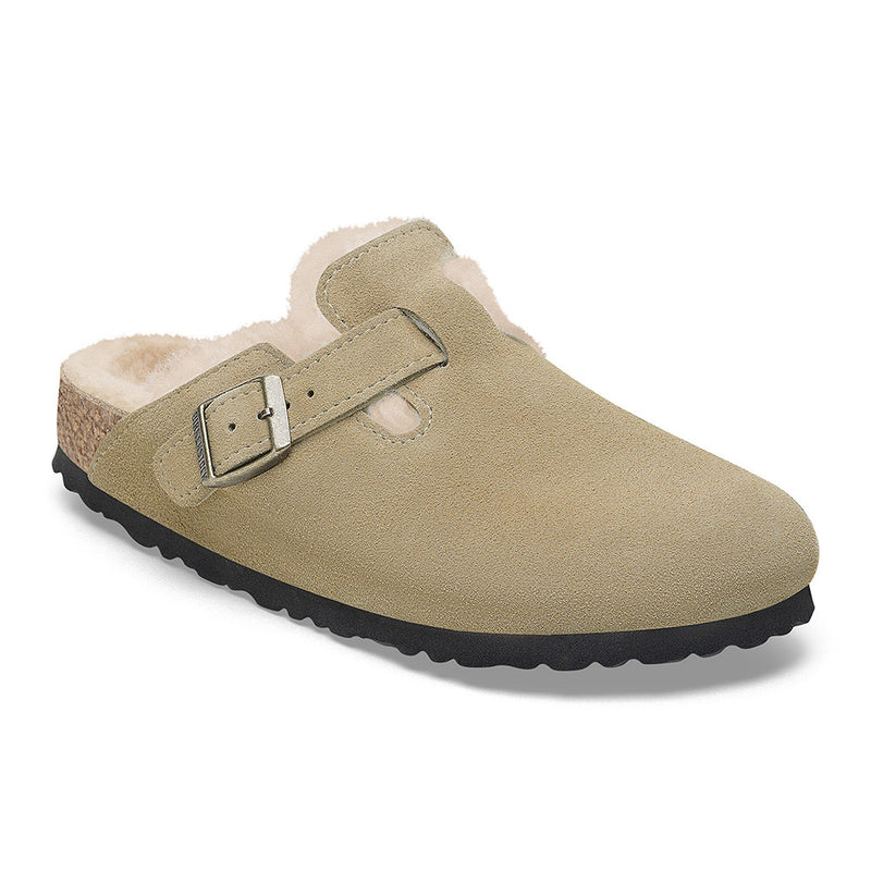 Birkenstock - Sabots Boston en Fourrure - Taupe