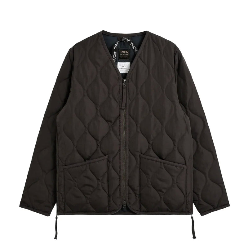 Taion - Doudoune militaire col en V - Chocolat