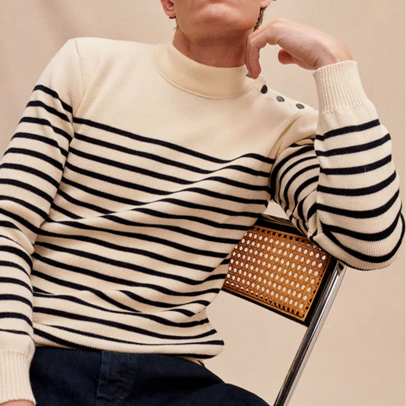 Le Minor - Pull Marin Rayures - Ecru & Marine