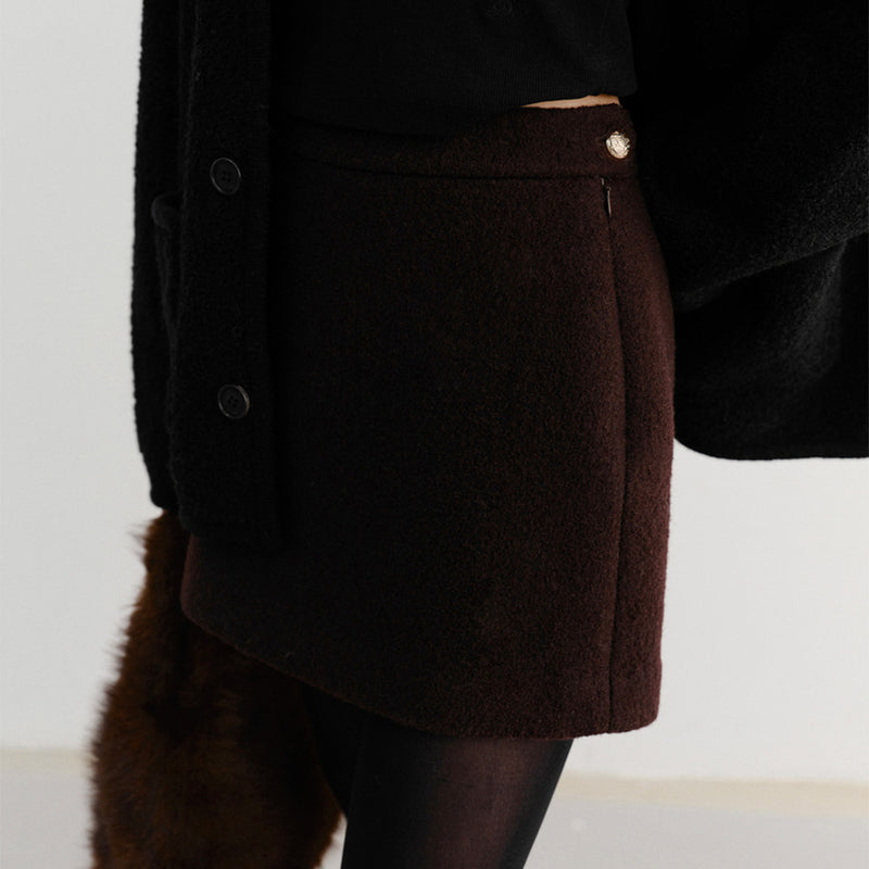 Dunst - Mini jupe en laine - Marron Foncé