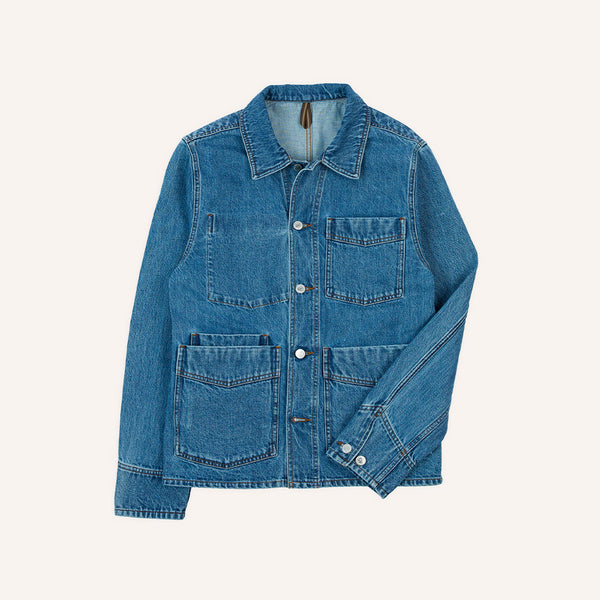 Drake's - Veste de travail - Jean Bleach Wash