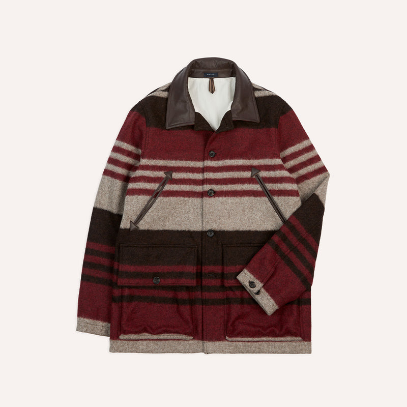 Drake's - Veste à Rayures - Rouge & Gris