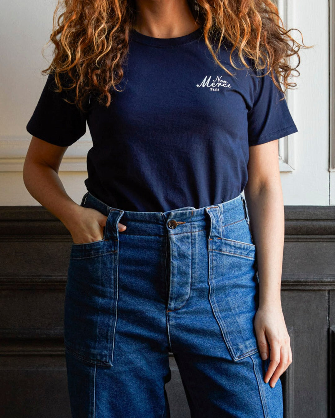 Merci - T-Shirt unisexe Non Merci "Rive Gauche" - Bleu Marine