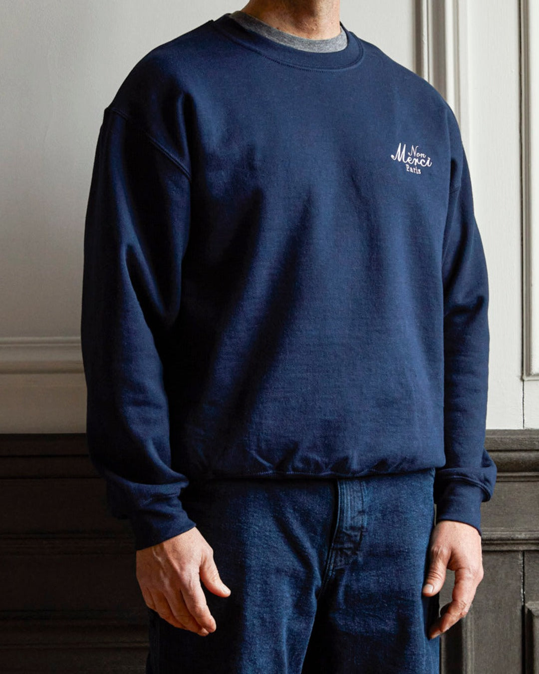 Merci - Non Merci "Left Bank" Sweatshirt - Navy Blue
