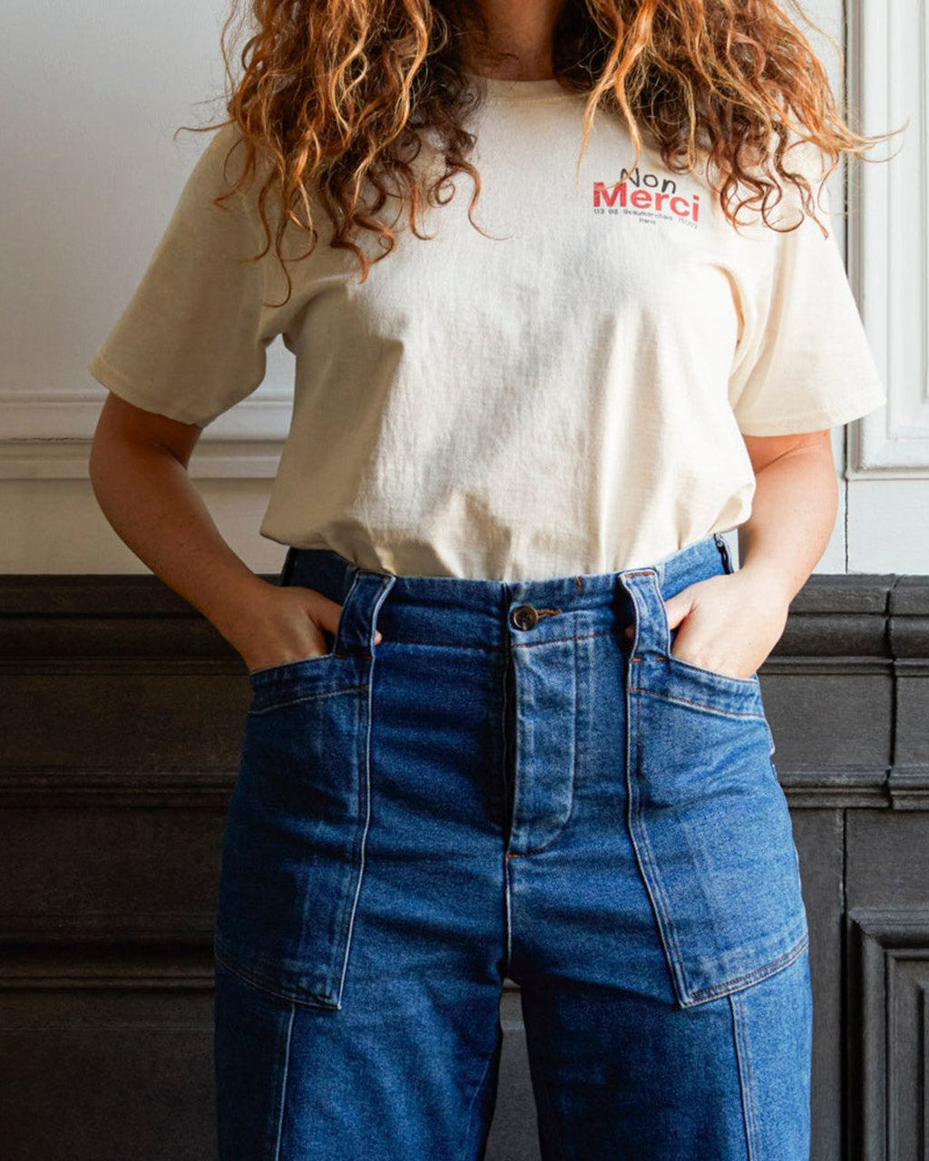 Merci - Non Merci T-Shirt "Right Bank" - Beige
