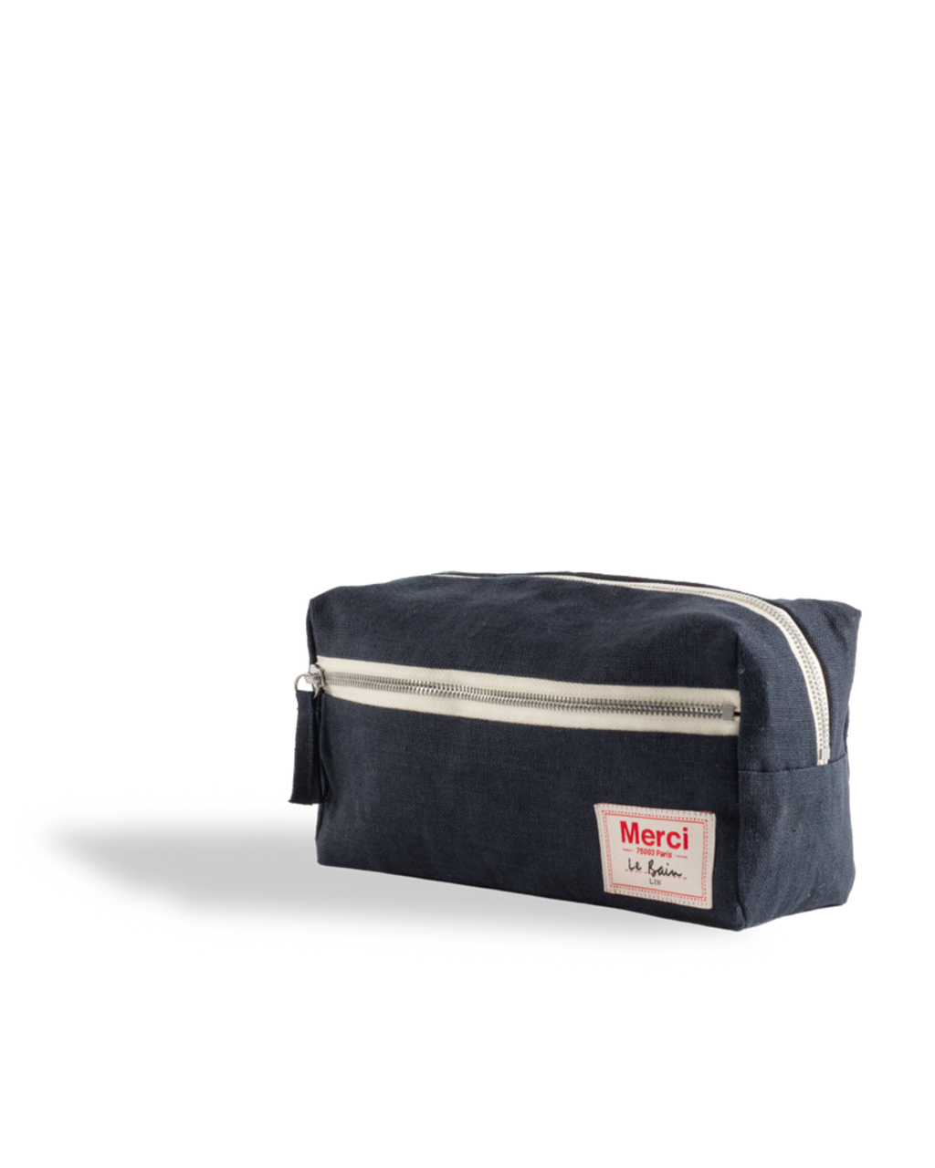 Merci - Washed linen toiletry bag - Ink Blue