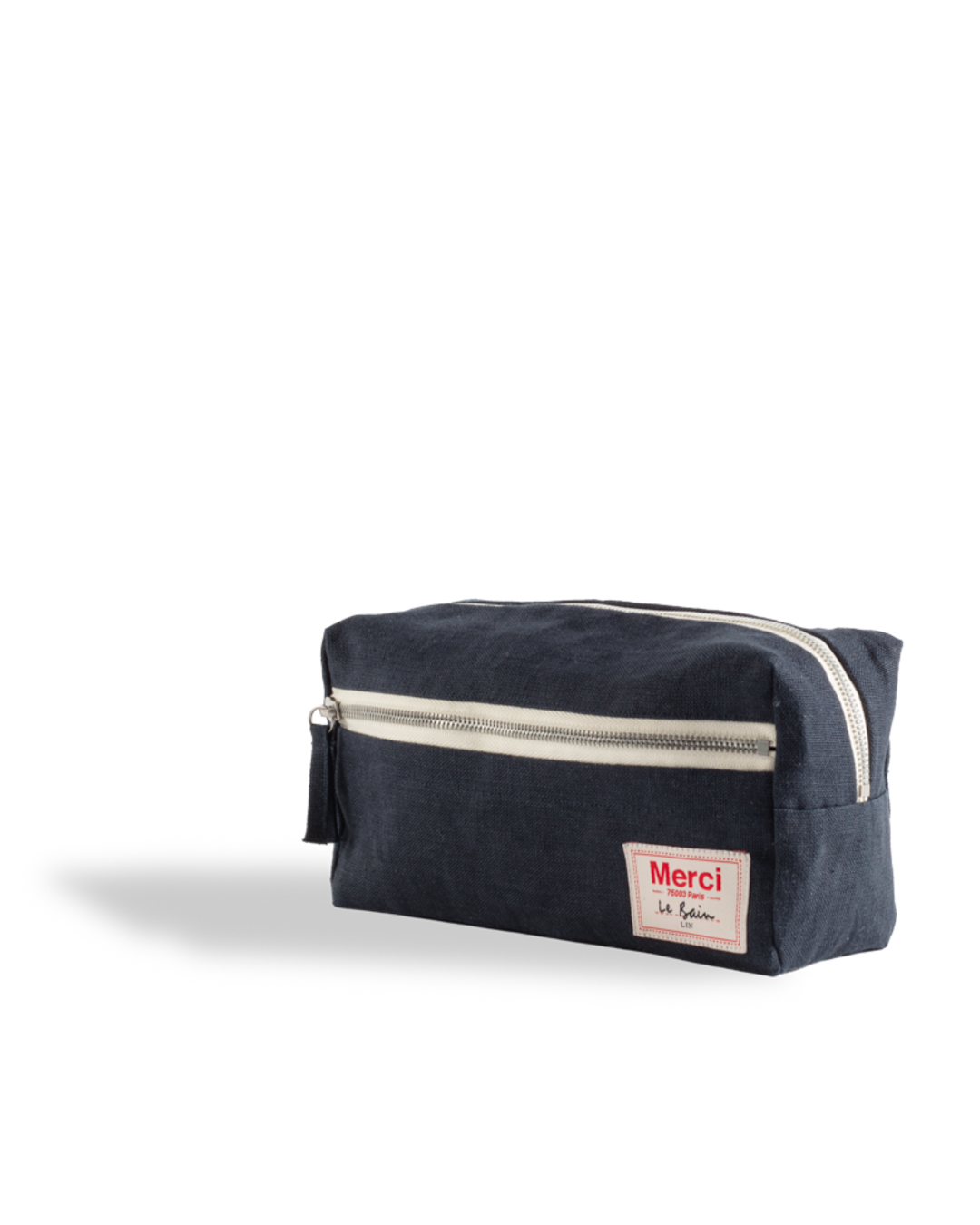 Merci - Washed linen toiletry bag - Ink Blue