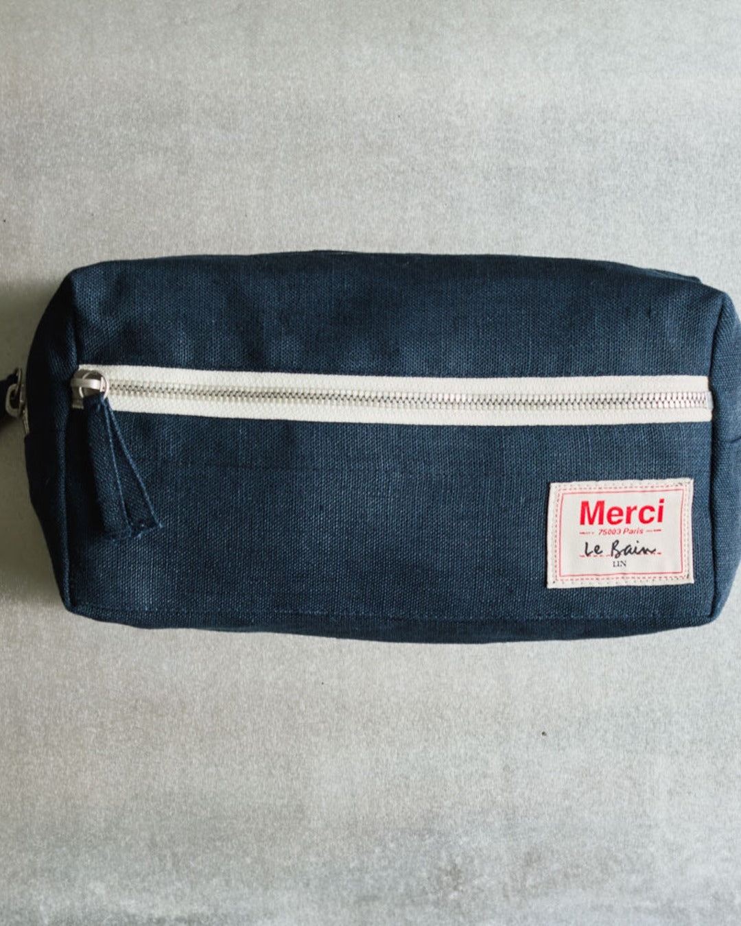 Merci - Washed linen toiletry bag - Ink Blue