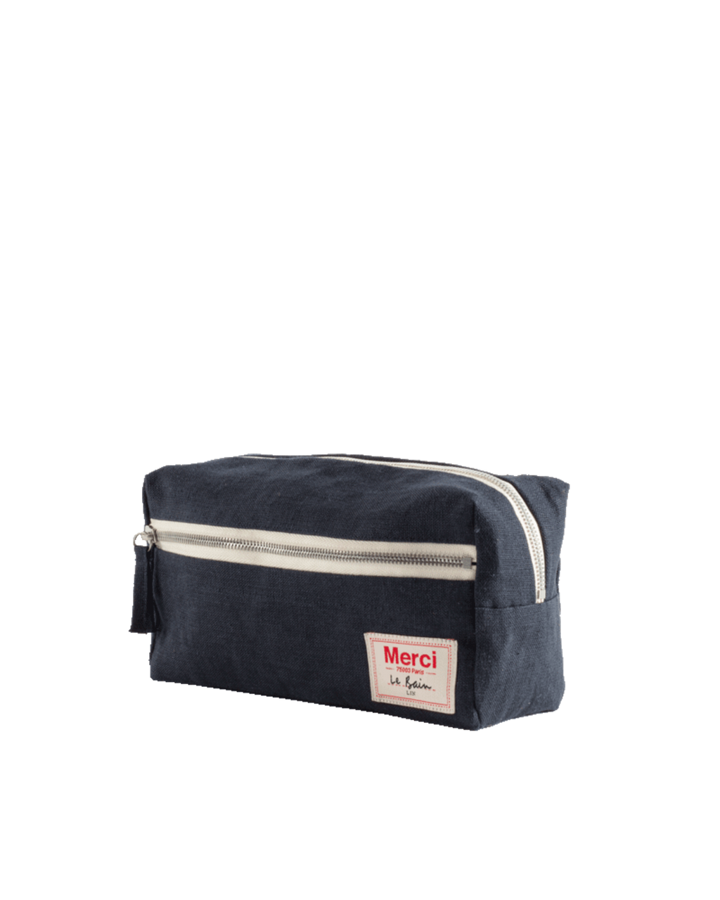 Merci - Washed linen toiletry bag - Ink Blue