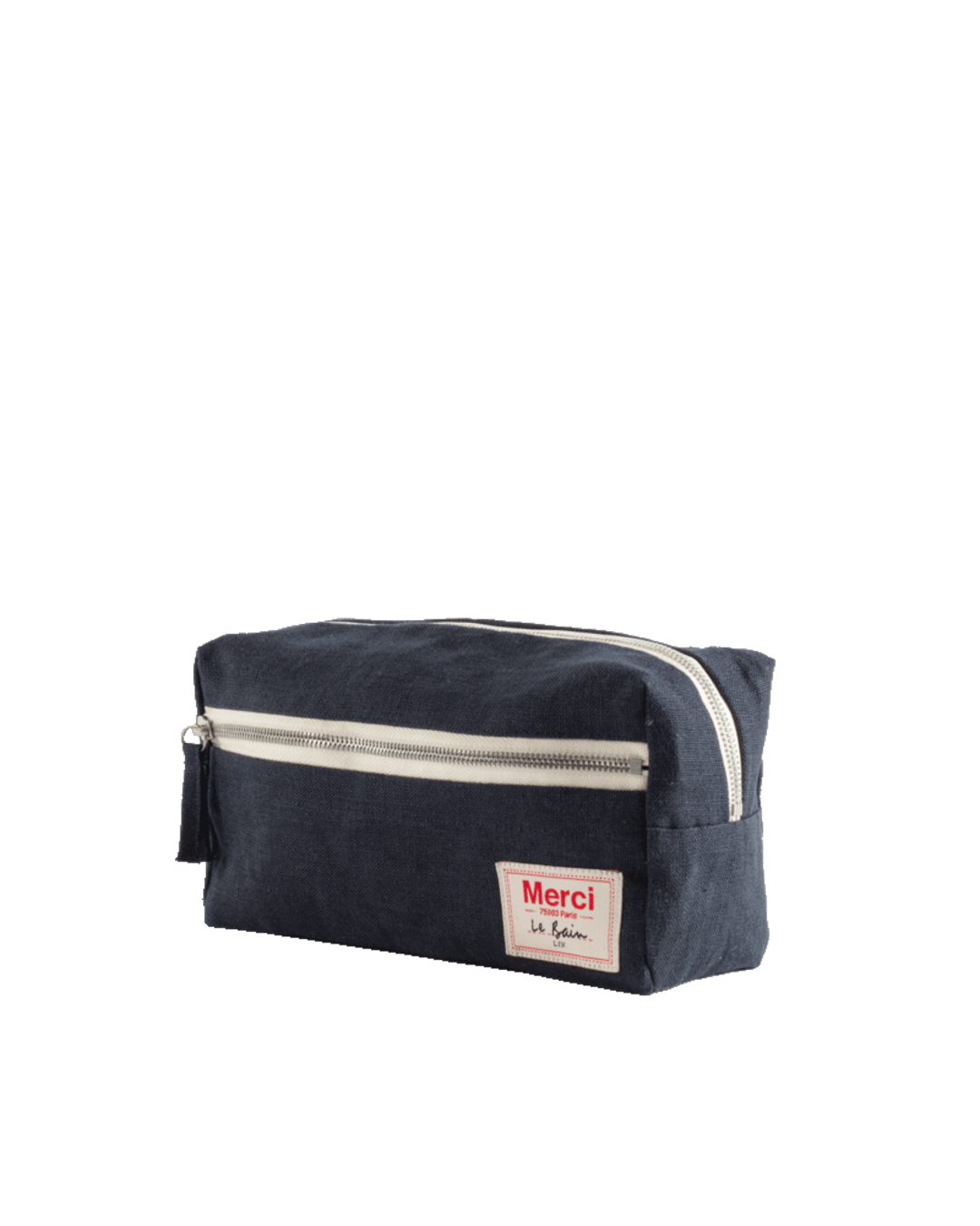 Merci - Washed linen toiletry bag - Ink Blue