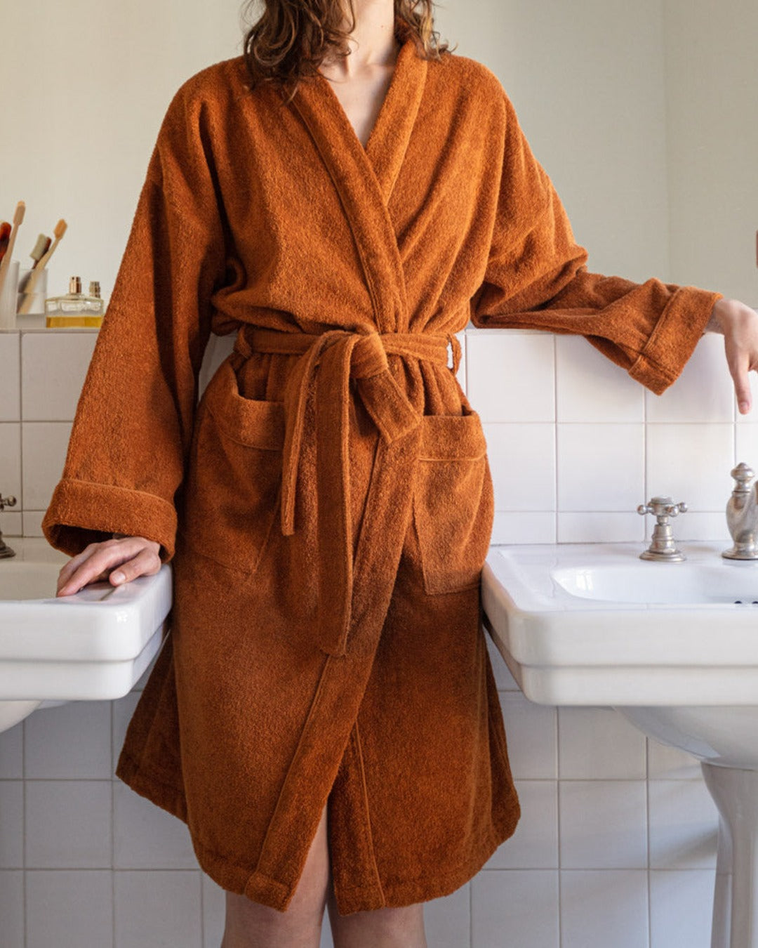 Merci - Terry cotton bathrobe - Sienna Brick
