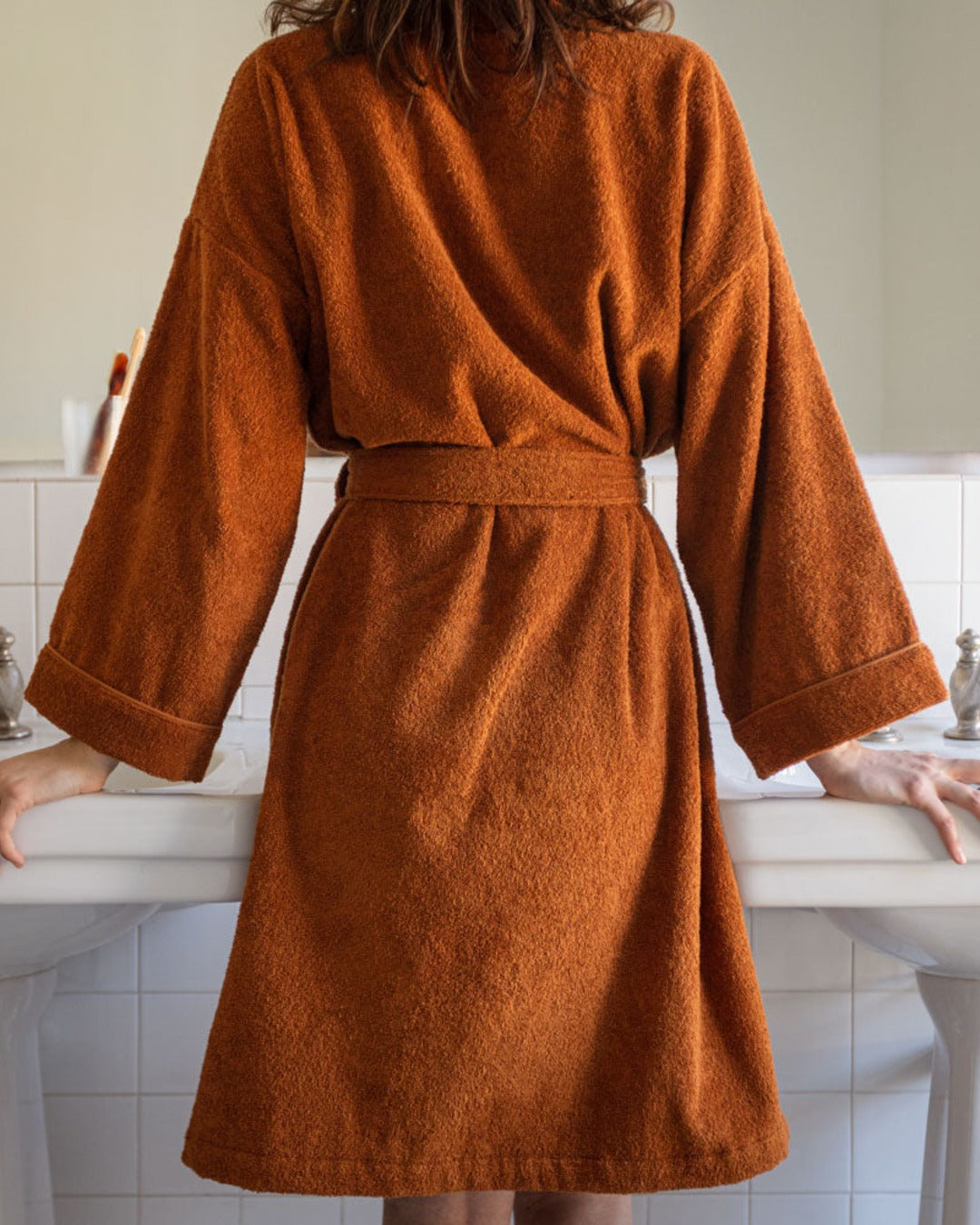 Merci - Terry cotton bathrobe - Sienna Brick