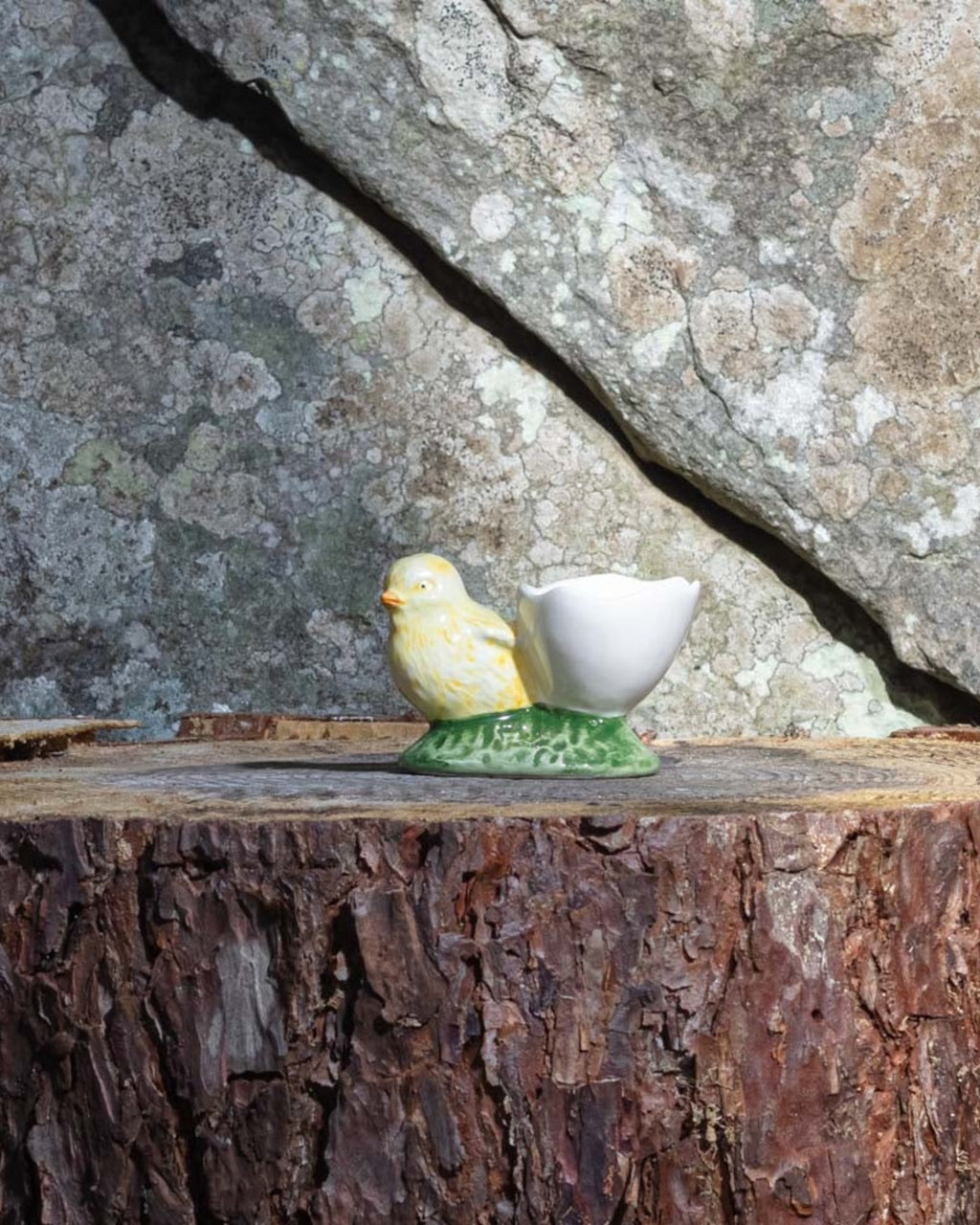 Eggcup eggshell with chick