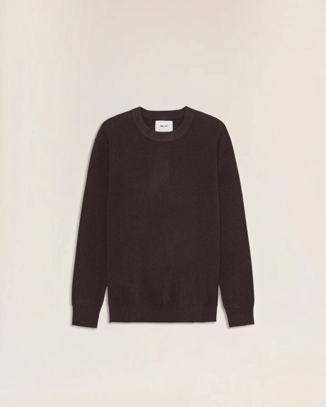 Pull Merci Paris NN.07 Danny marron à col rond en maille légère avec finitions côtelées
