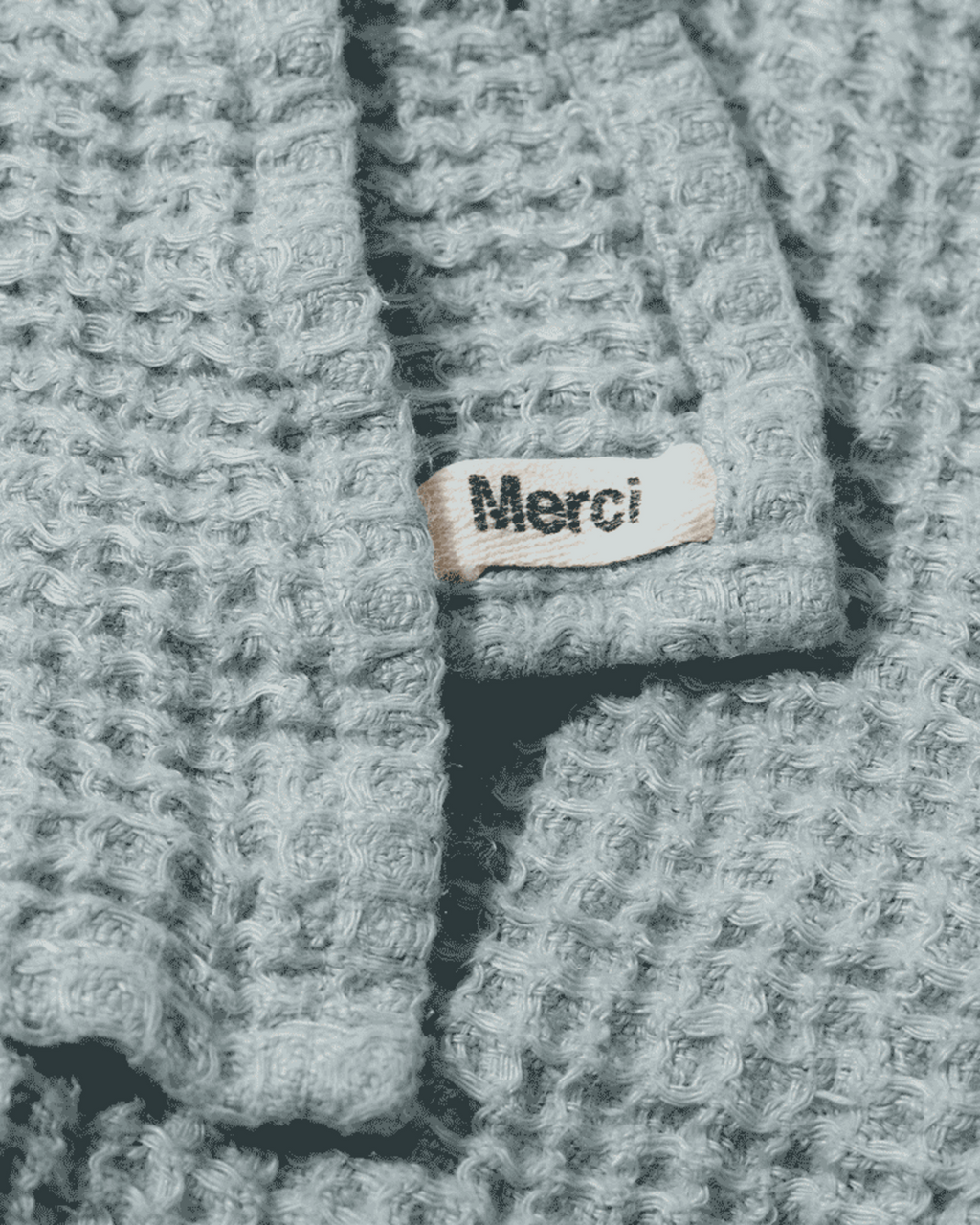 Merci - Serviette De Bain En Lin Waffle - Gris Vésuve