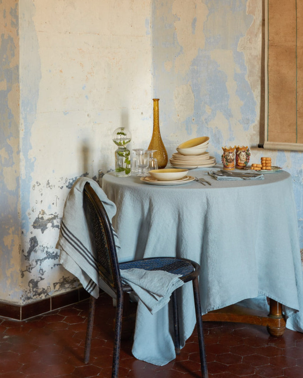 Merci - Nappe En Lin Lavé - Gris Vésuve