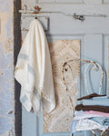 Merci - Linen bath towel - Honeycomb - Vesuvius Grey Stripe