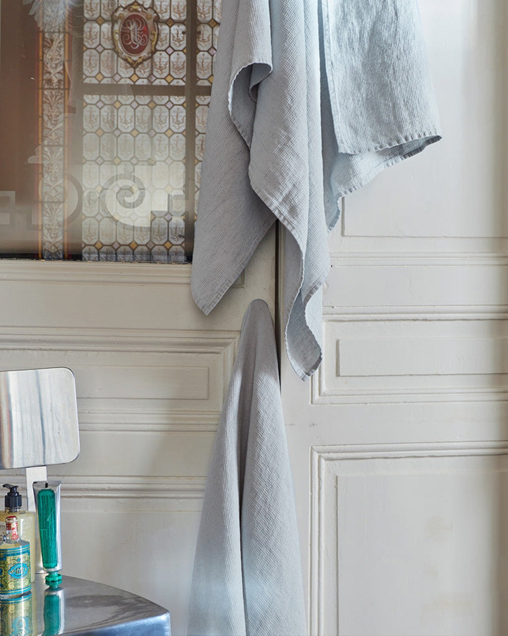 Merci - Linen bath towel - Honeycomb - Vesuvius Grey