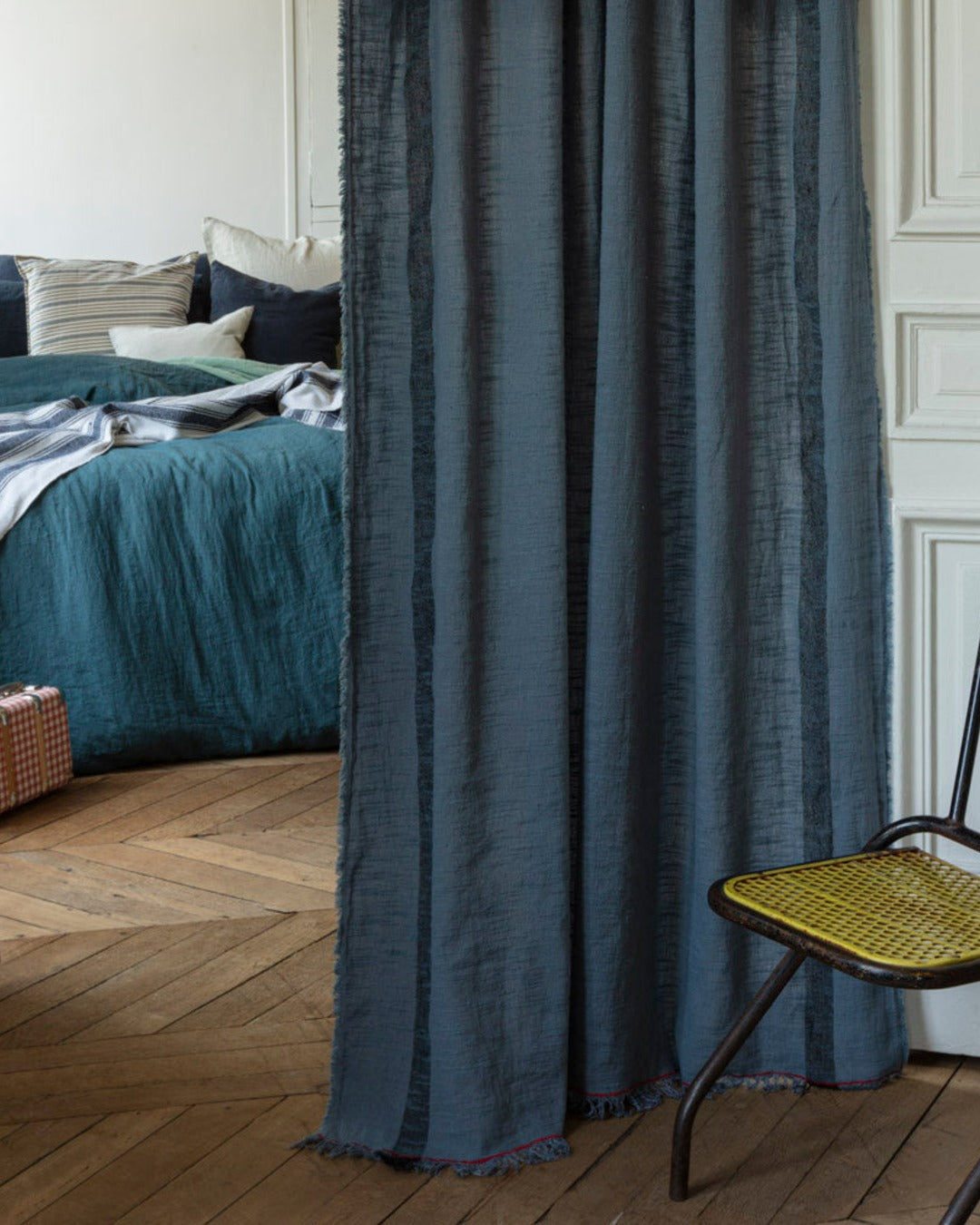 Merci - Washed linen curtain with fringe - Stone