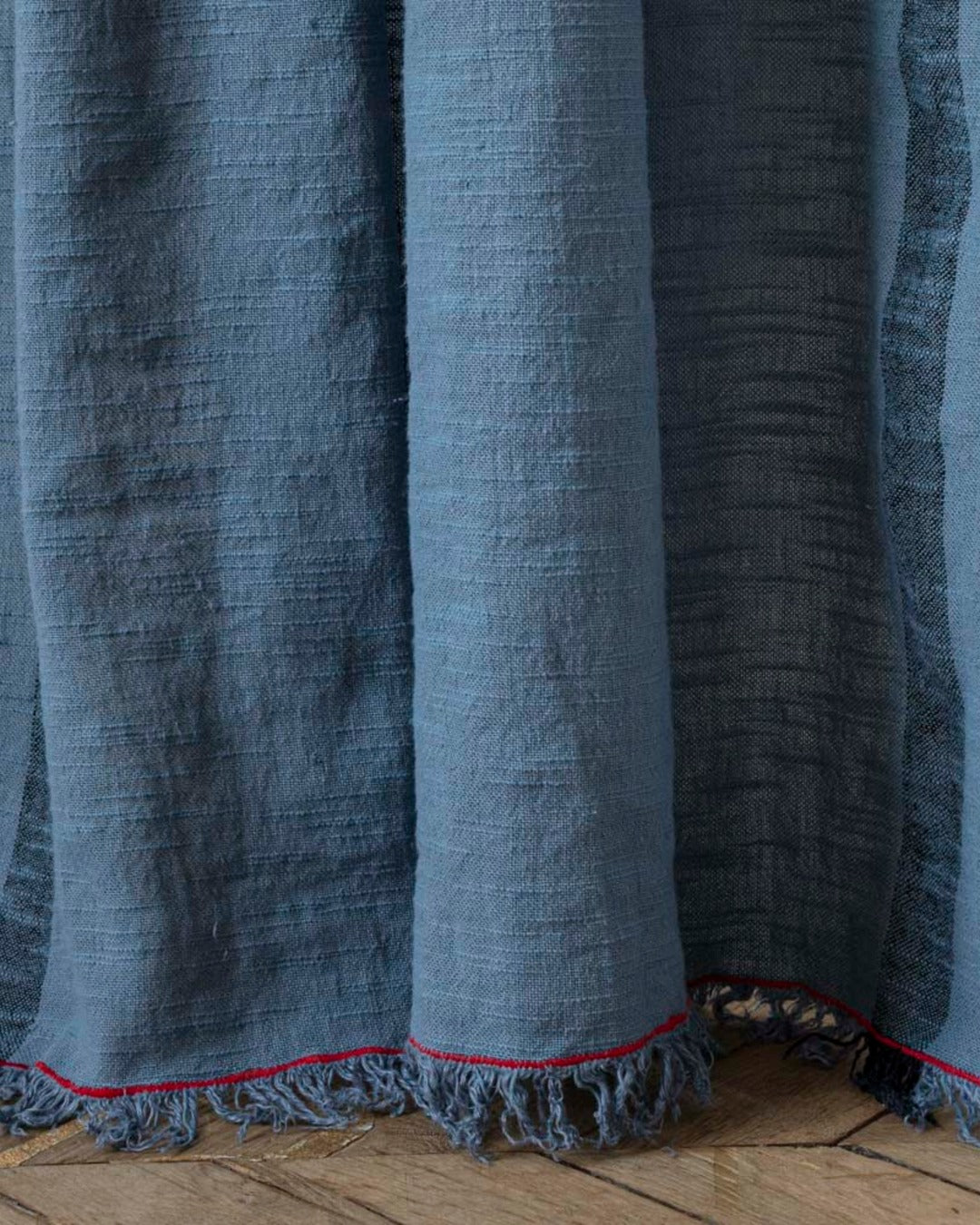 Merci - Washed linen curtain with fringe - Stone