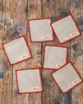 Merci - Set of 6 washed linen coasters - Stone