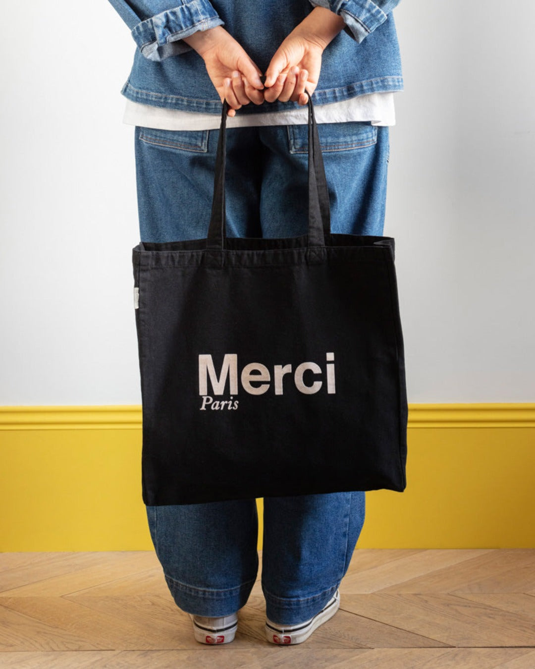 Merci - Tote Bag En Coton - Noir & Crème