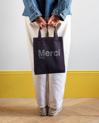 Merci - Tote Bag En Coton - Marine