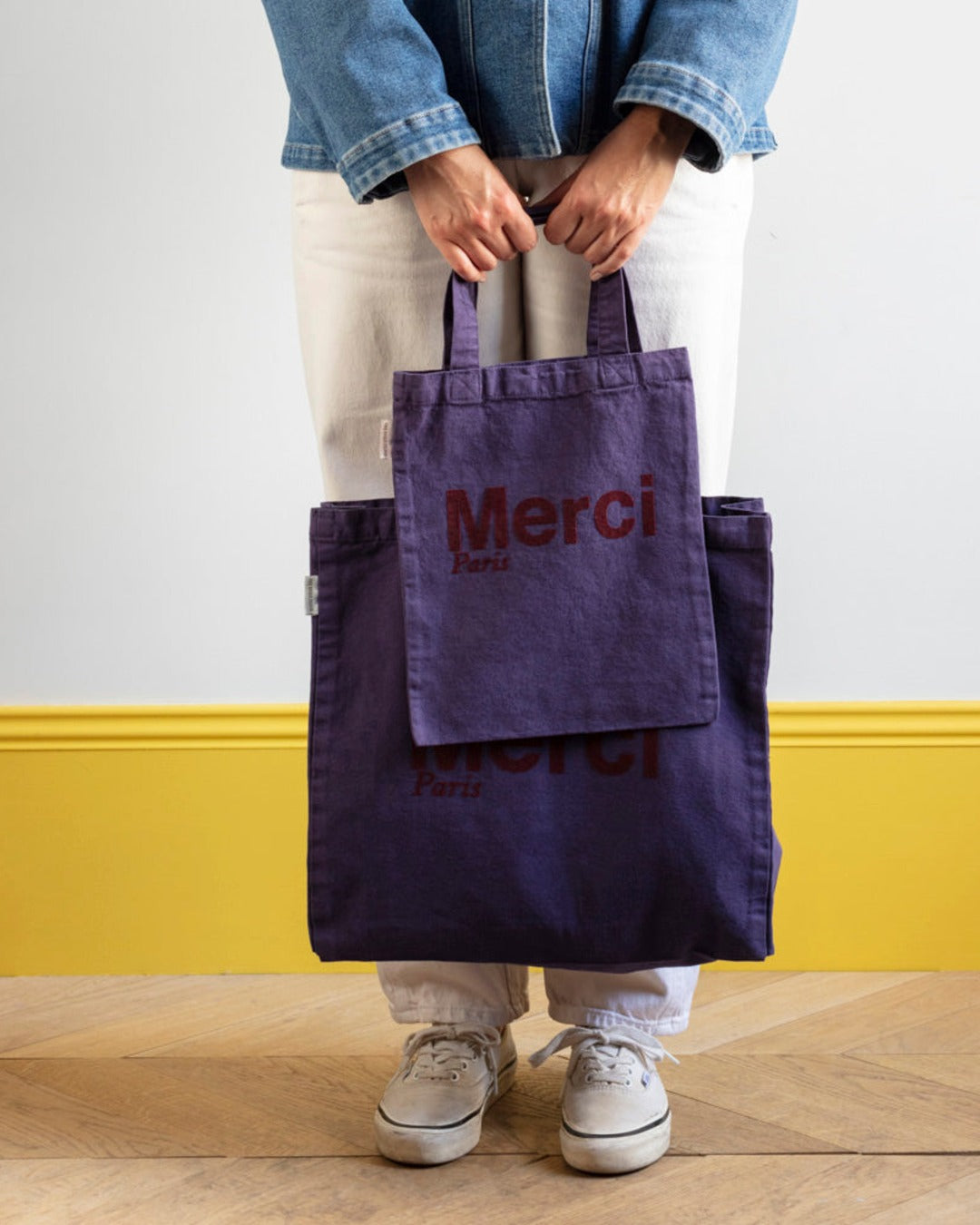 Merci - Tote Bag En Coton - Violet & Bordeaux