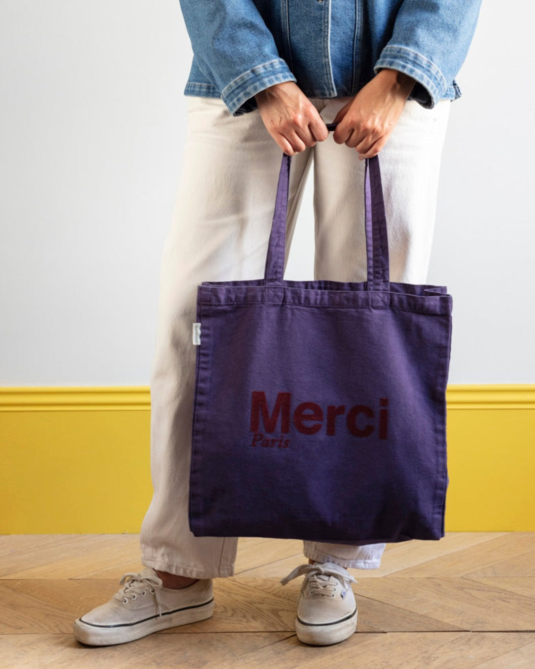 Merci - Tote Bag En Coton - Violet & Bordeaux