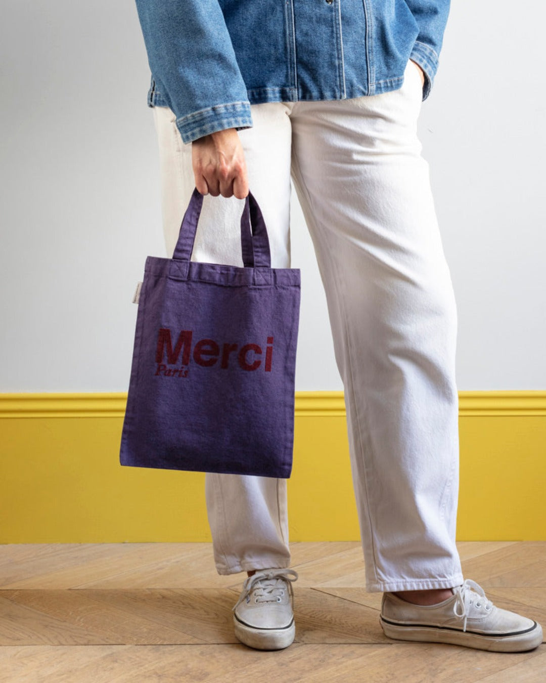 Merci - Tote Bag En Coton - Violet & Bordeaux