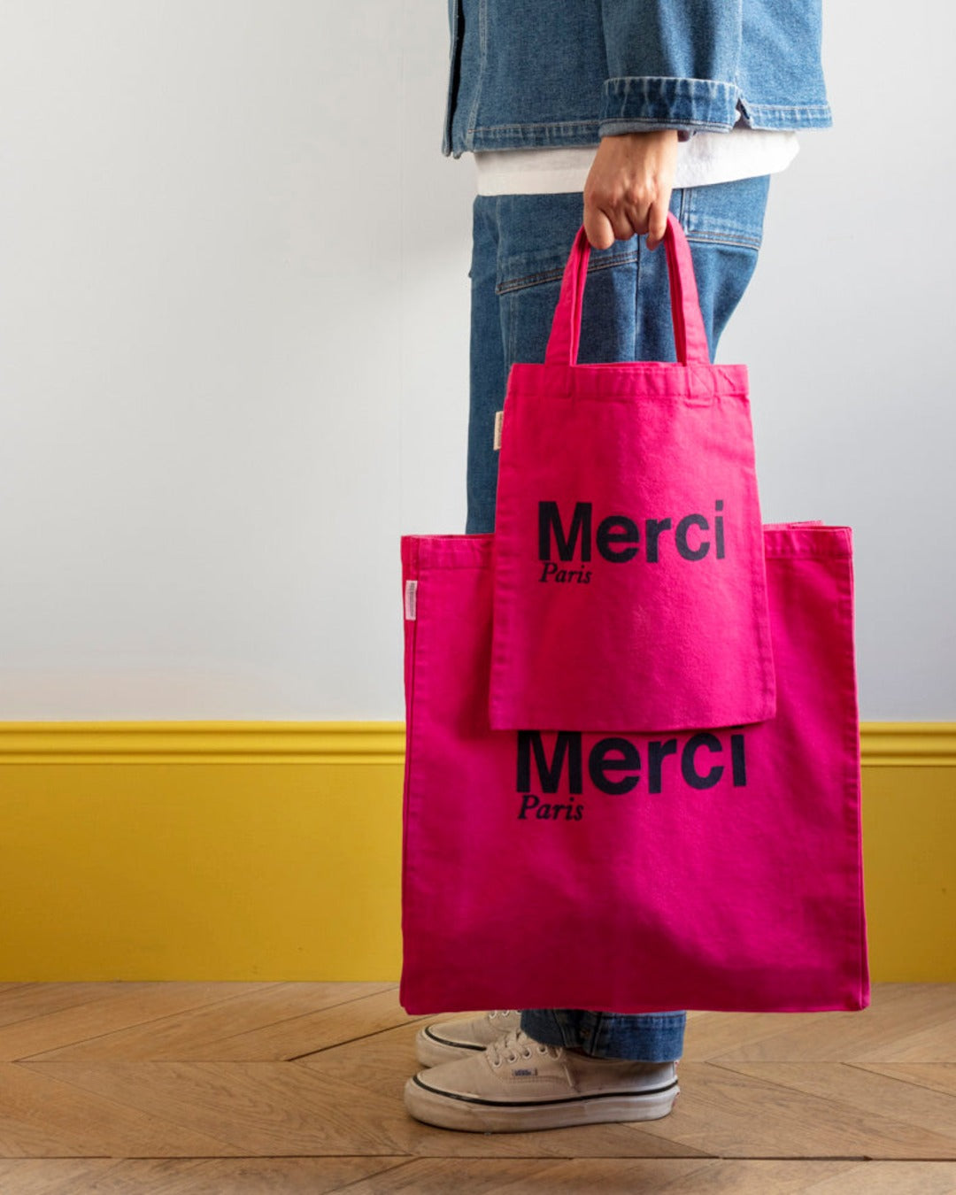 Merci - Tote Bag En Coton - Rose & Marine