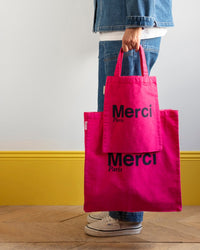 Merci - Tote Bag En Coton - Rose & Marine