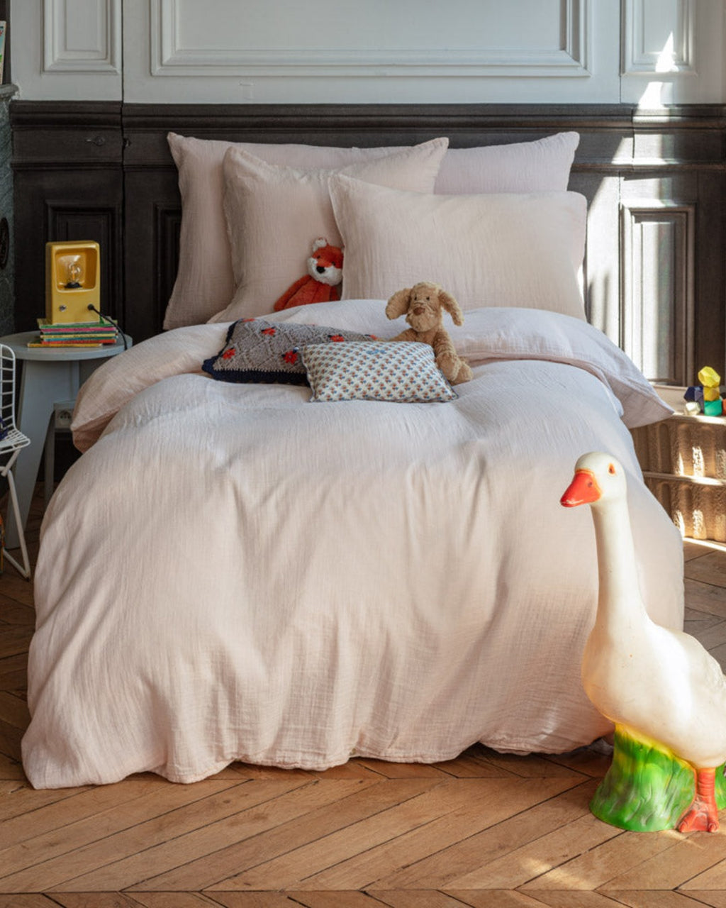 Merci x Caramel - Caramel x Merci - Cotton gauze duvet's cover - Rose de Bagatelle