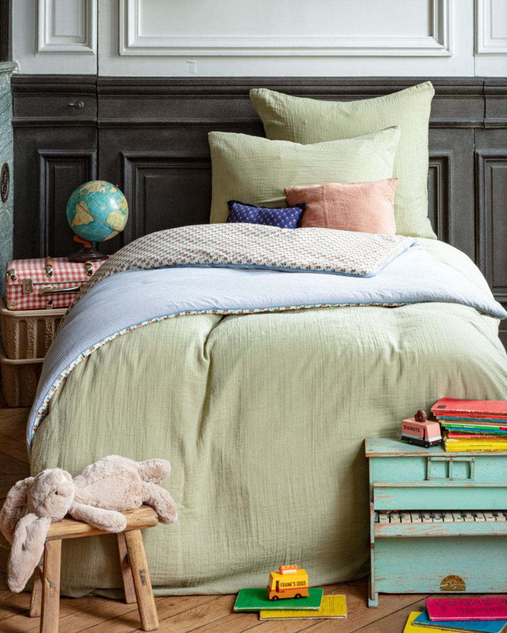 Merci x Caramel - Caramel x Merci - Cotton gauze duvet's cover - Green 77 Rue de Varenne