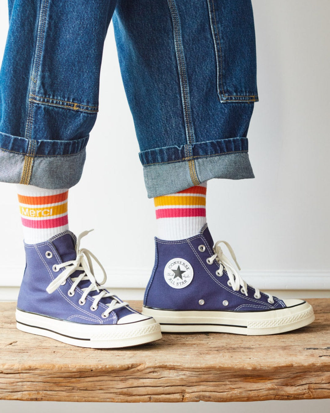 Merci - Striped Socks - Orange & Yellow & Pink