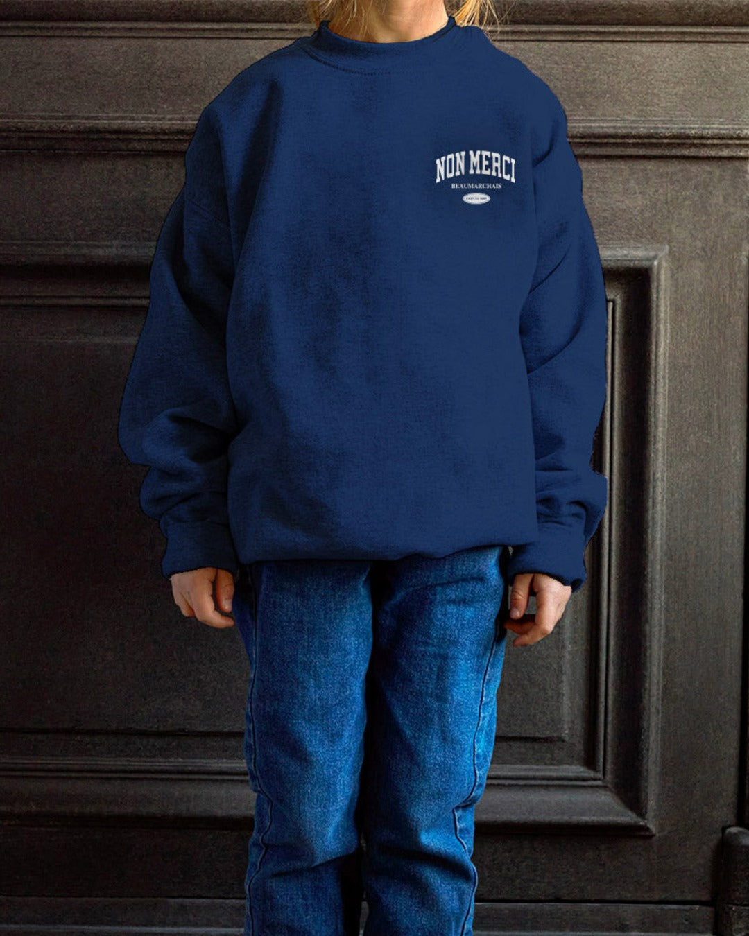 Merci - Sweat Enfant College Non Merci - Bleu