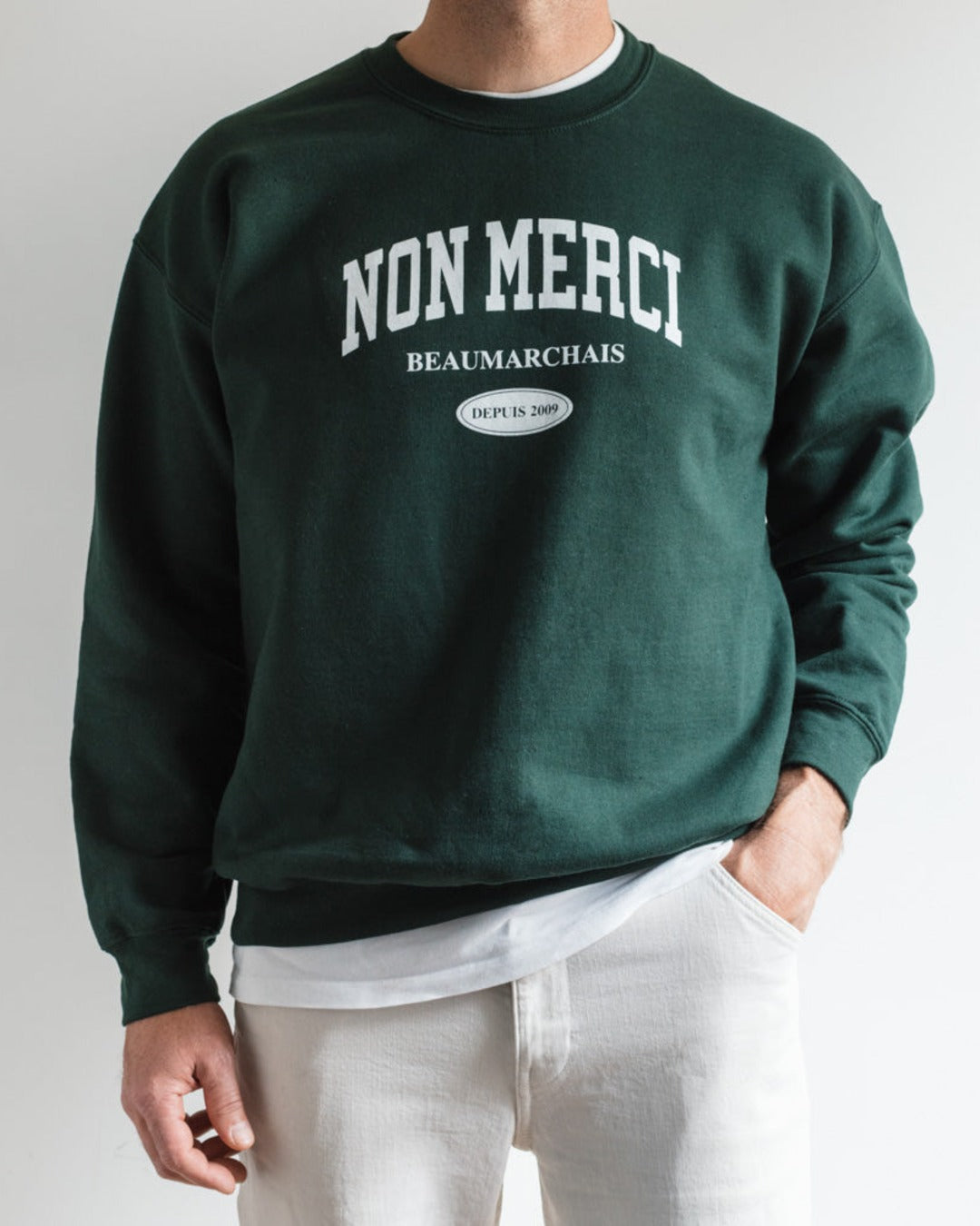 Merci - Sweat College Non Merci - Vert