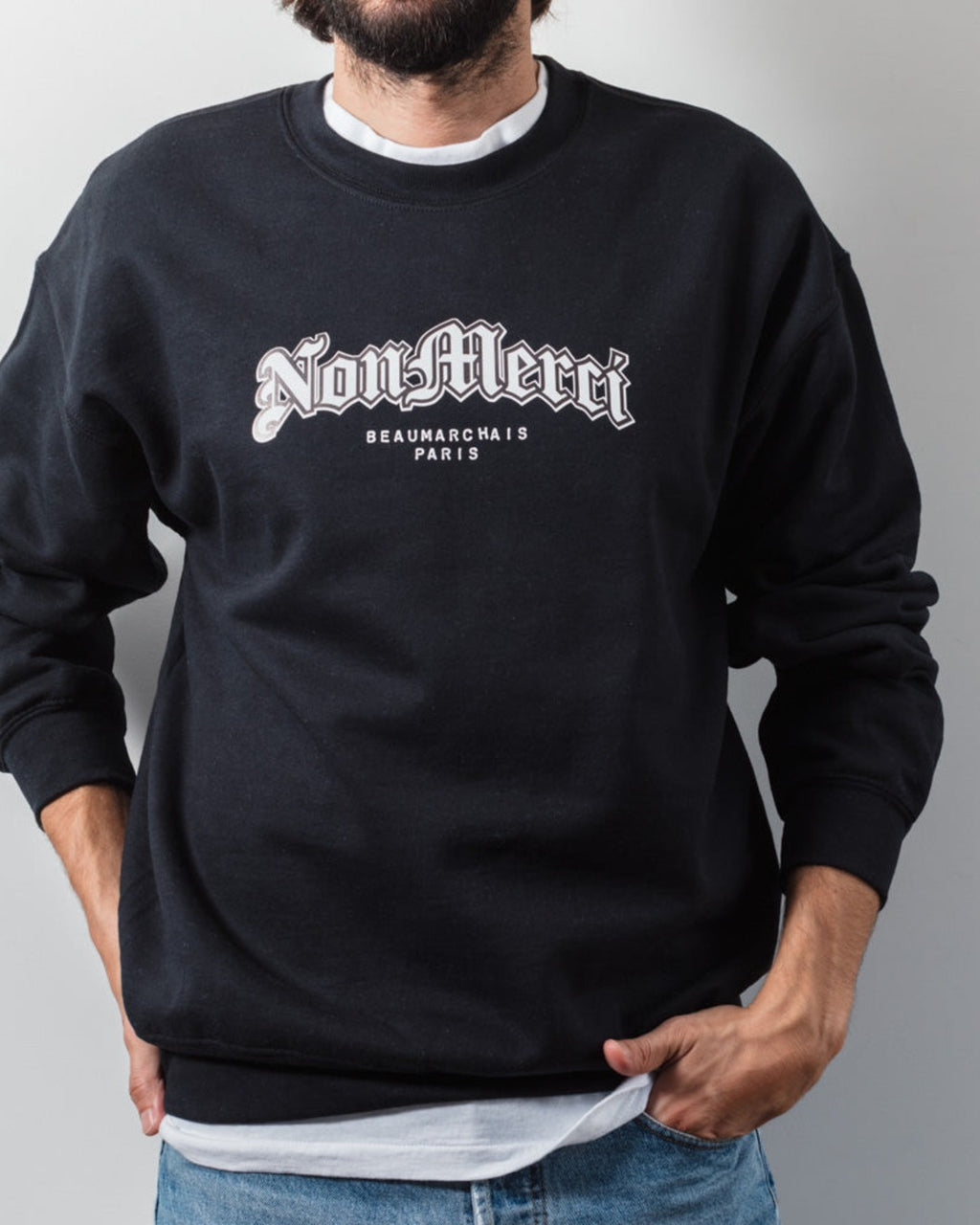 Merci - Sweat Gothique Non Merci - Noir