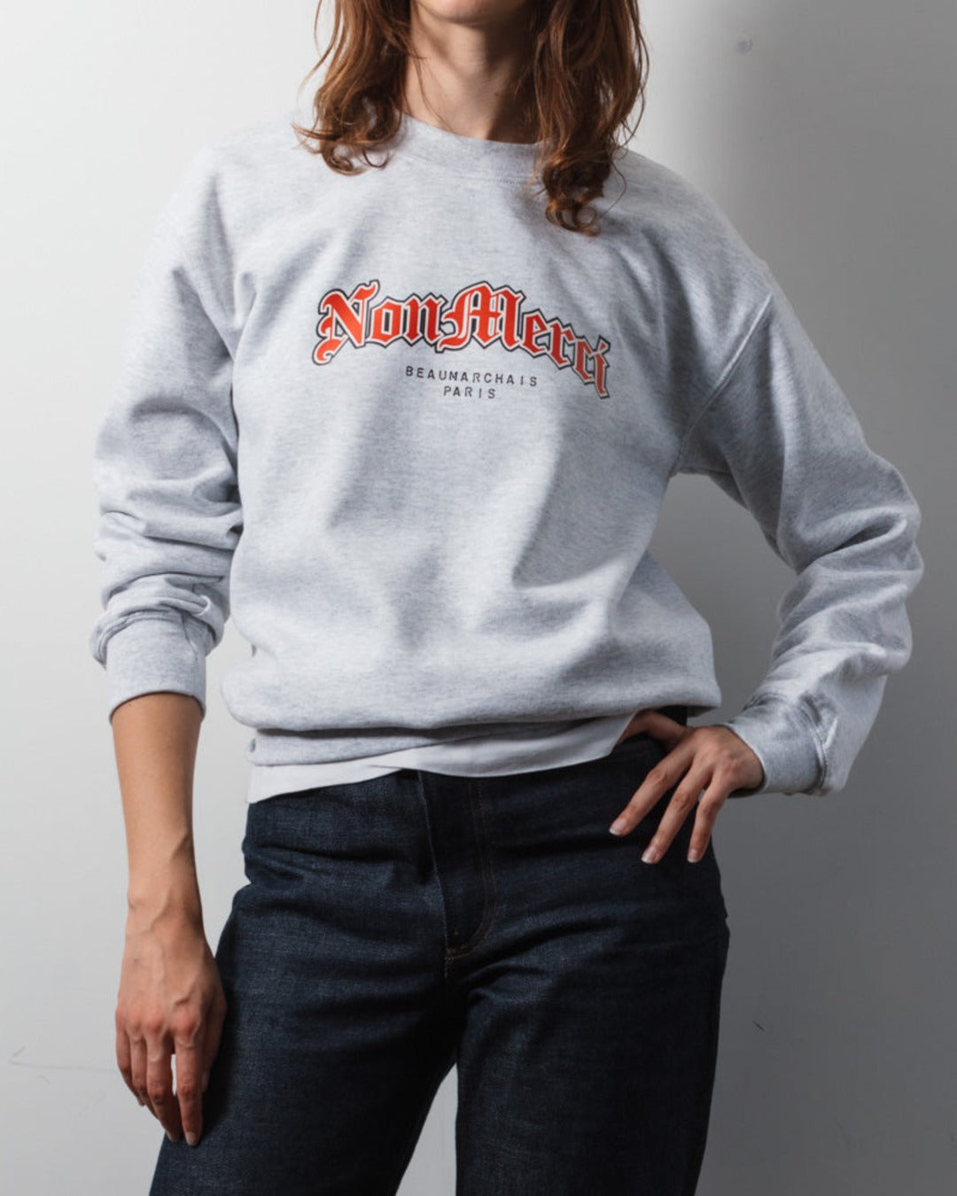 Merci - Sweat Gothique Non Merci - Gris