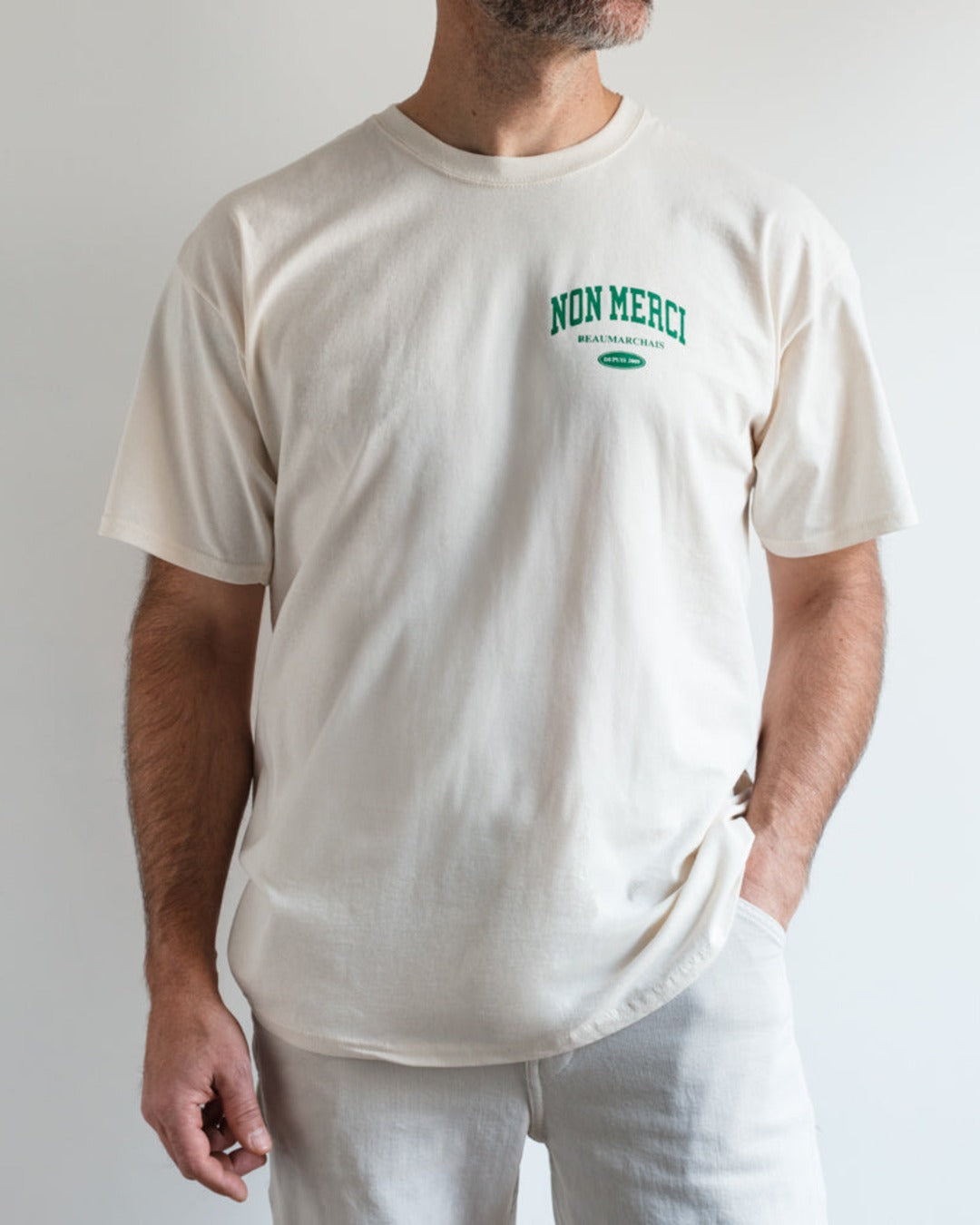 Merci - T-Shirt College Non Merci - Vert
