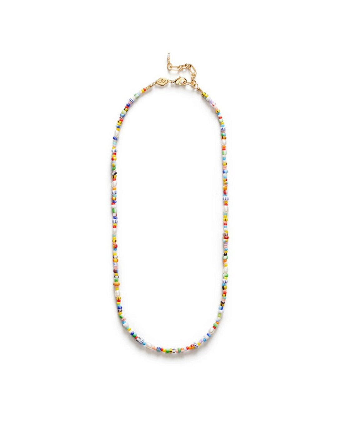 Collier Merci Paris Anni Lu Petit Alia multicolore avec perles de verre et perles d'eau douce plaqué or 18 carats