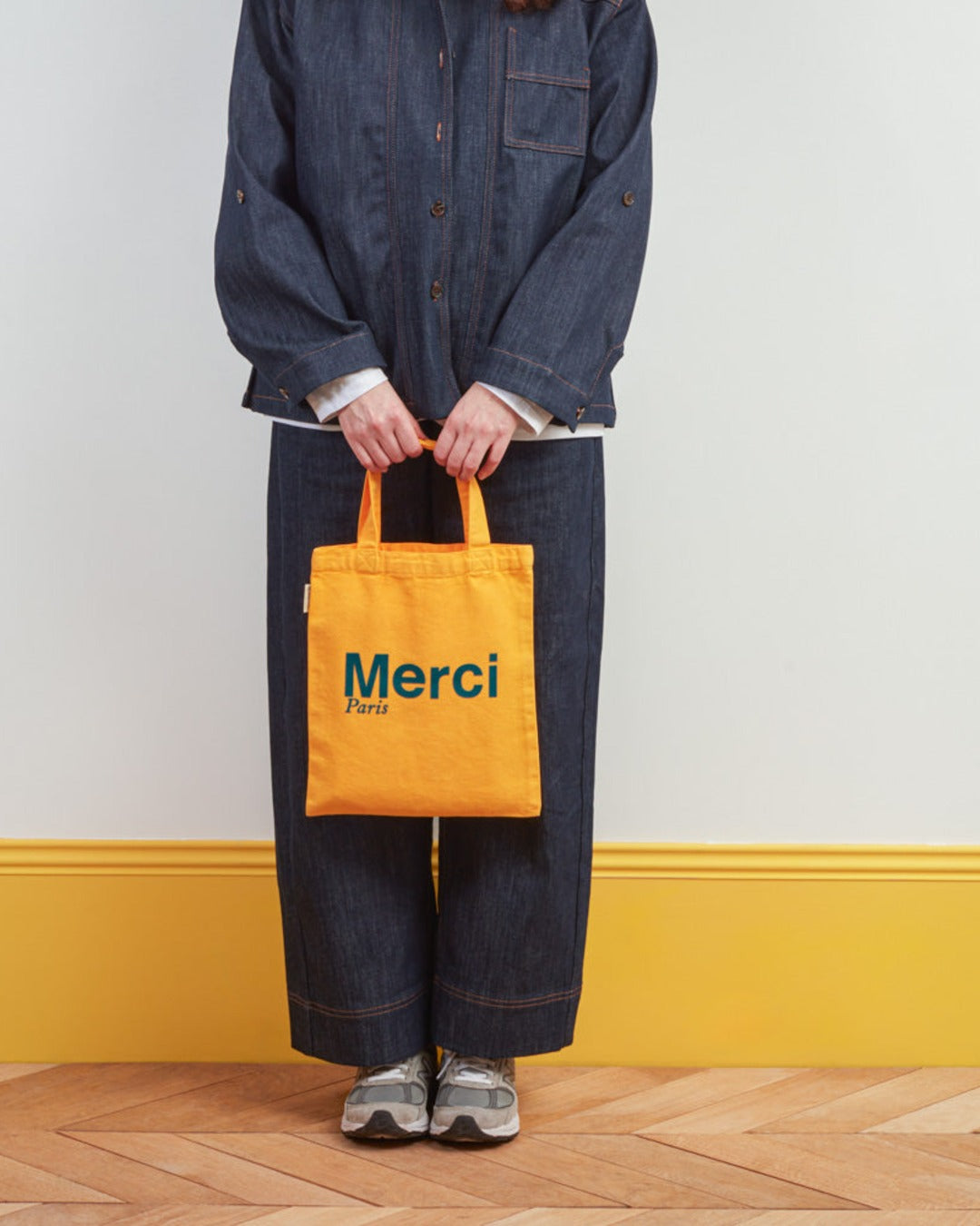Merci - Cotton Tote Bag - Yellow & Teal