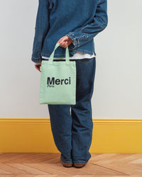 Merci - Tote Bag En Coton - Mint & Bleu