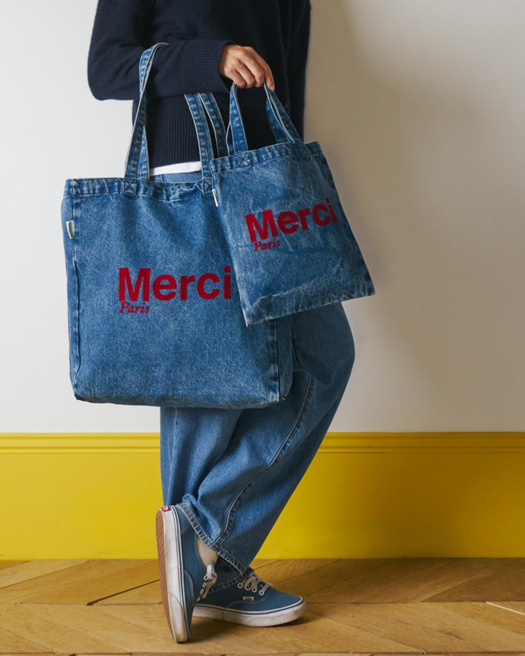 Merci - Cotton Tote Bag - Denim