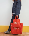Merci - Tote Bag En Coton - Orange & Sable