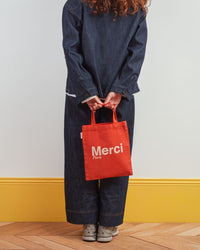 Merci - Tote Bag En Coton - Orange & Sable