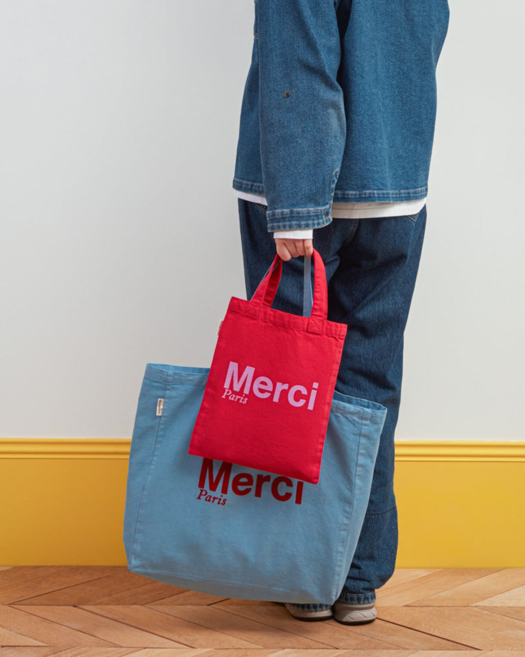 Merci - Cotton Tote Bag - Red & Purple