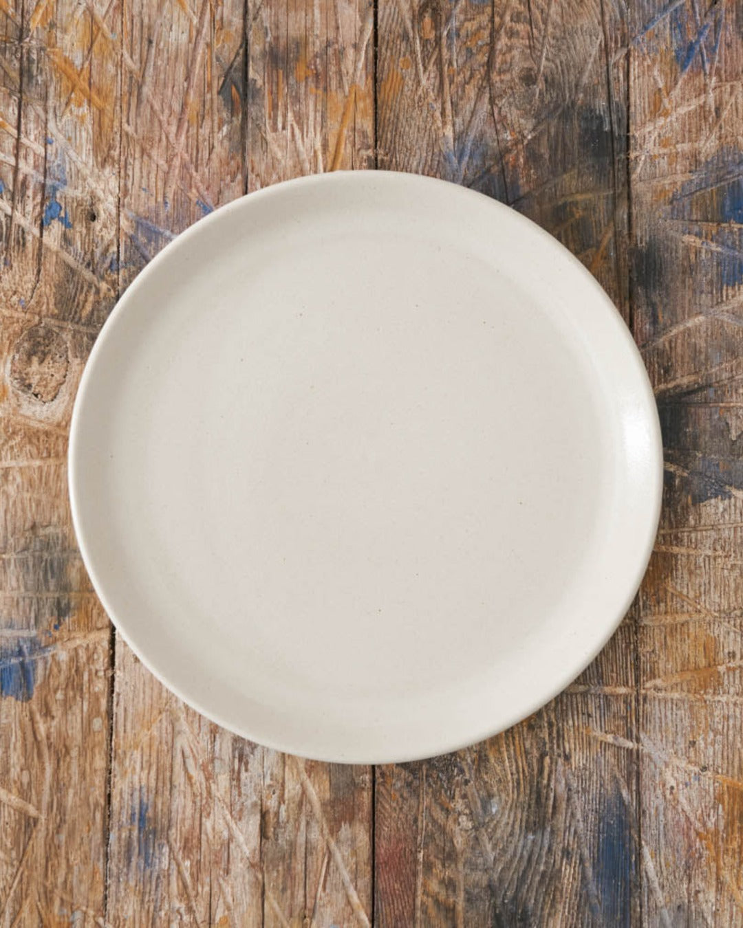 Merci - Assiette Plate En Grès - Blanc