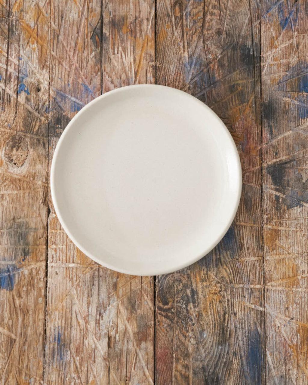 Merci - Assiette Plate En Grès - Blanc