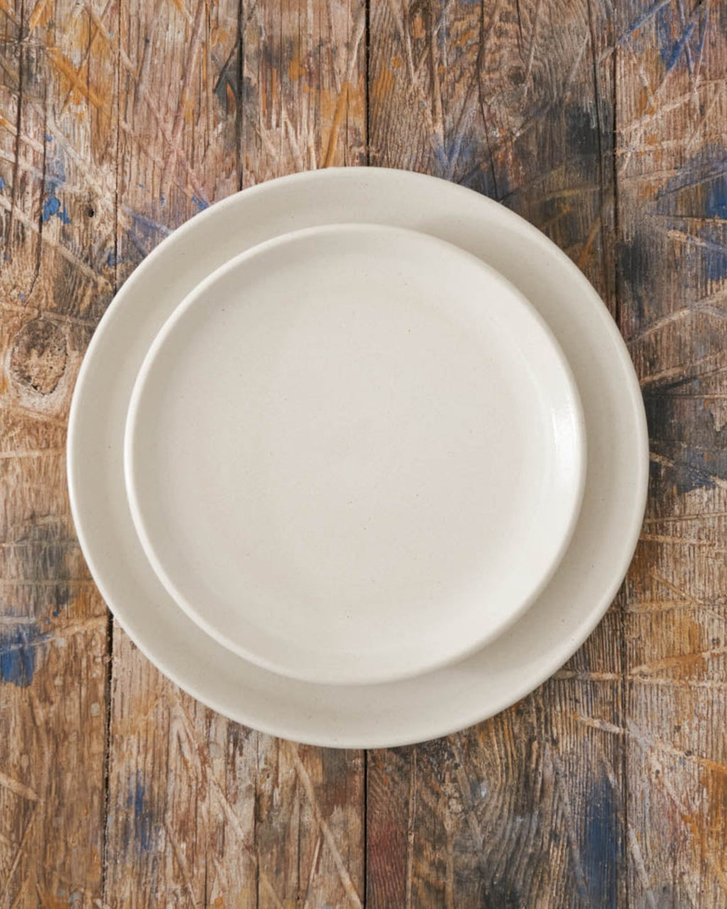 Merci - Assiette Plate En Grès - Blanc
